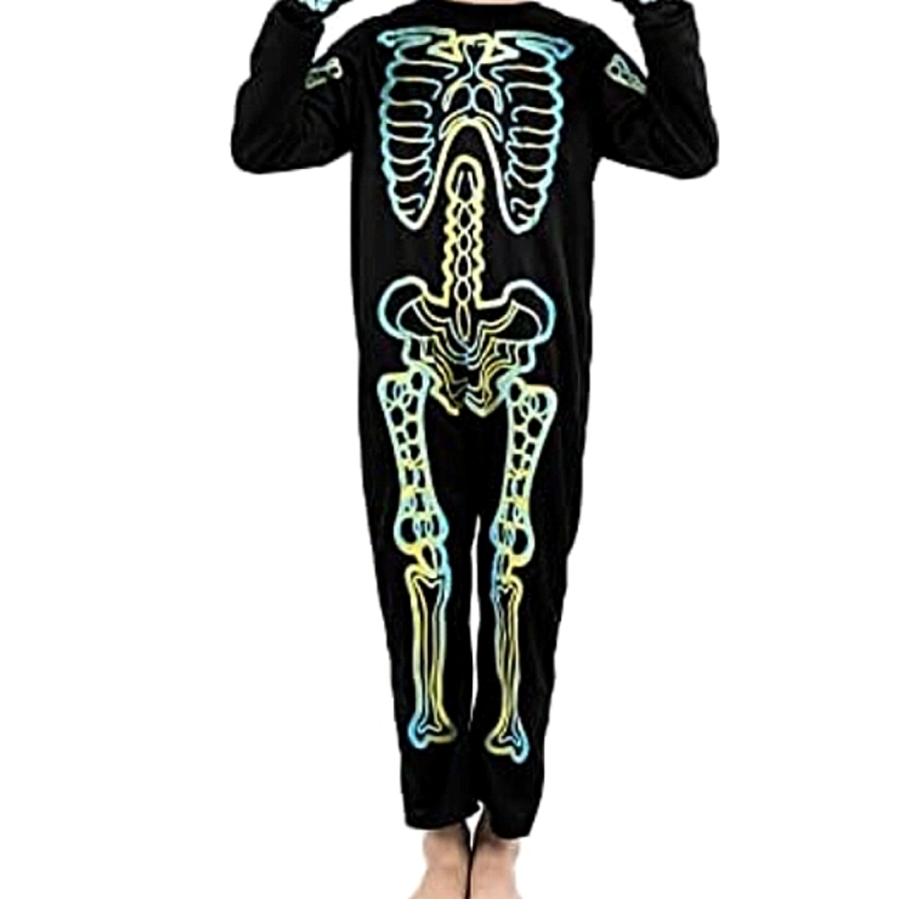 HALLOWEEN Skeleton Print Neon Jumpsuit Costume NWT